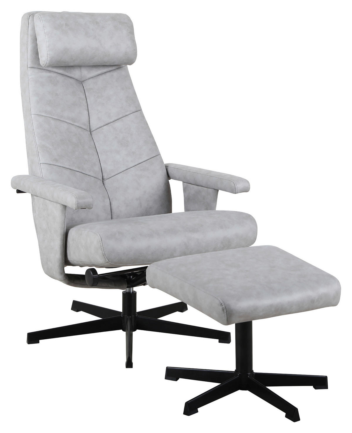 POČIVALNIK S PODNOŽNIKOM,  črna, svetlo siva kovina, tekstil - črna/svetlo siva, Design, kovina/tekstil (67/102-113/80-112cm) - Carryhome