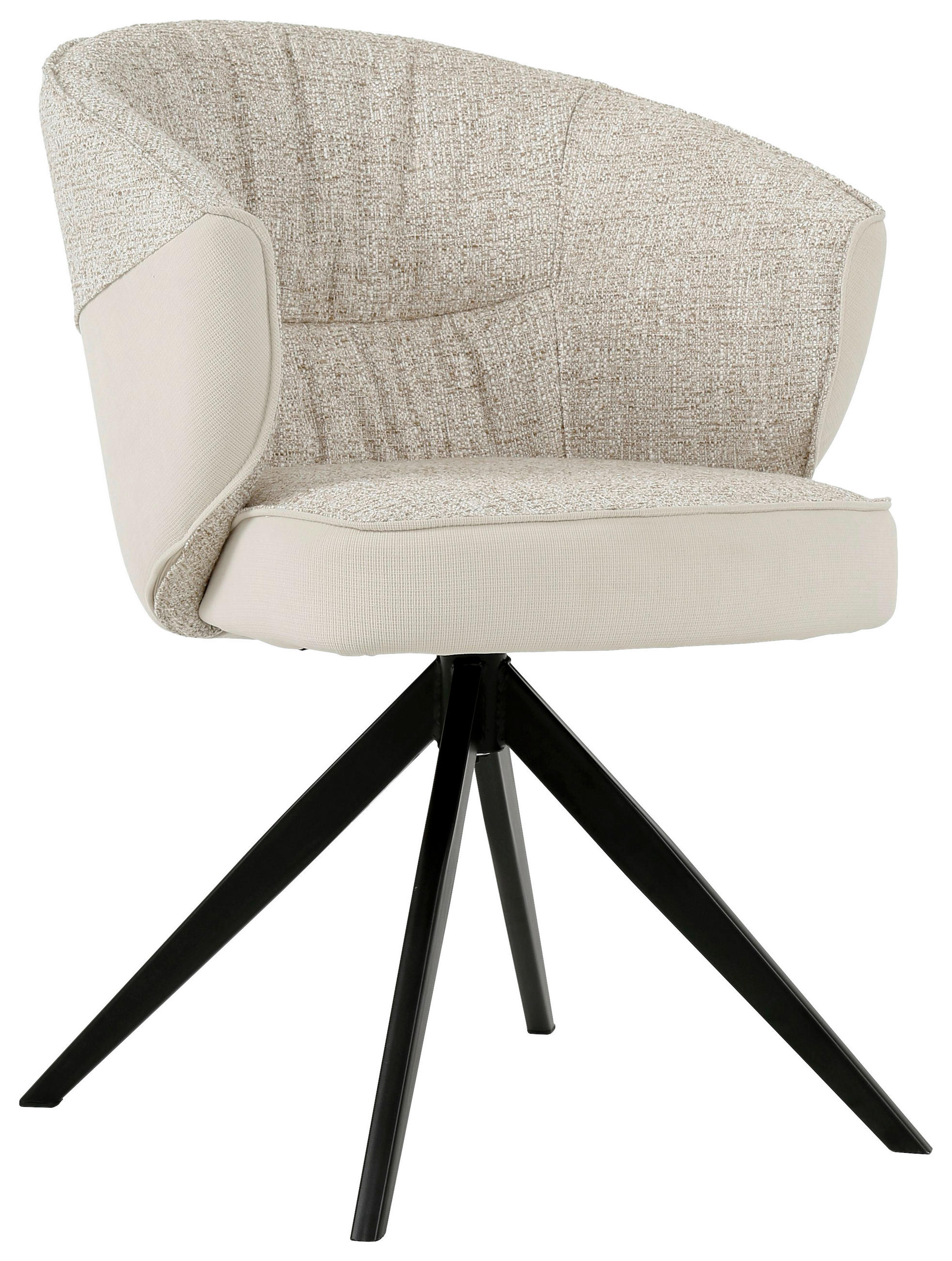 ARMLEHNSTUHL  in Eisen Webstoff, Mikrofaser  - Beige/Schwarz, Design, Textil/Metall (61/82,5/63cm) - Novel