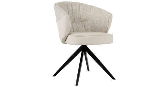ARMLEHNSTUHL  Sitzfläche 360° drehbar Webstoff, Mikrofaser  - Beige/Schwarz, Design, Textil/Metall (61/82,5/63cm) - Novel