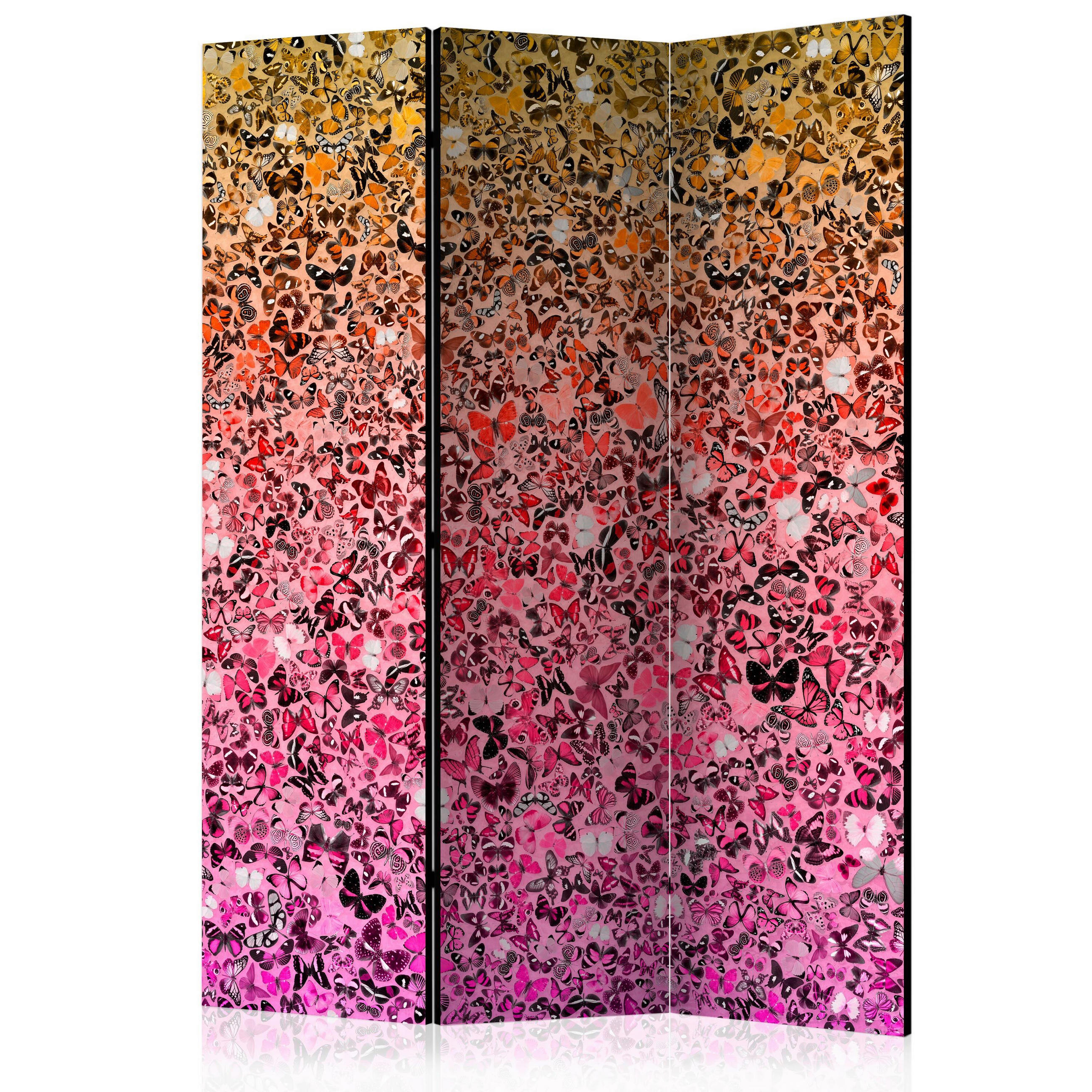 PARAVENT mit 3  Flügel - Pink/Gelb, Basics, Holz/Textil (135/172/3cm) - artgeist