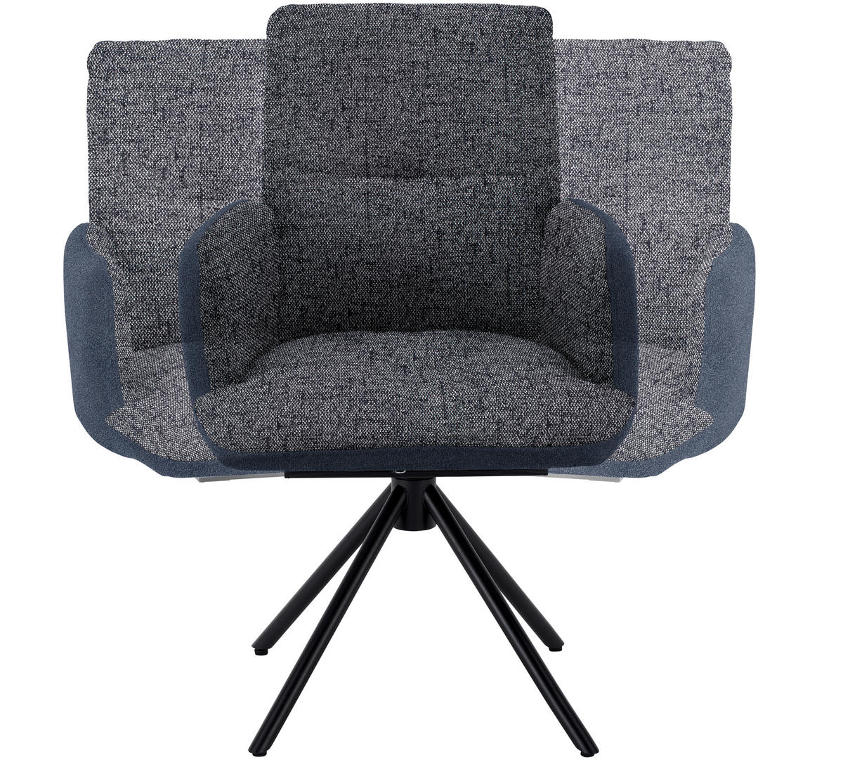 ARMLEHNSTUHL  in Stahl Flachgewebe  - Blau/Schwarz, Design, Textil/Metall (58/91/62cm) - Dieter Knoll