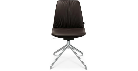STUHL in Aluminium Echtleder pigmentiert Metall, Leder - Dunkelbraun/Alufarben, Design, Leder/Metall (46/81,5-84,5/55cm) - Johann Jakob