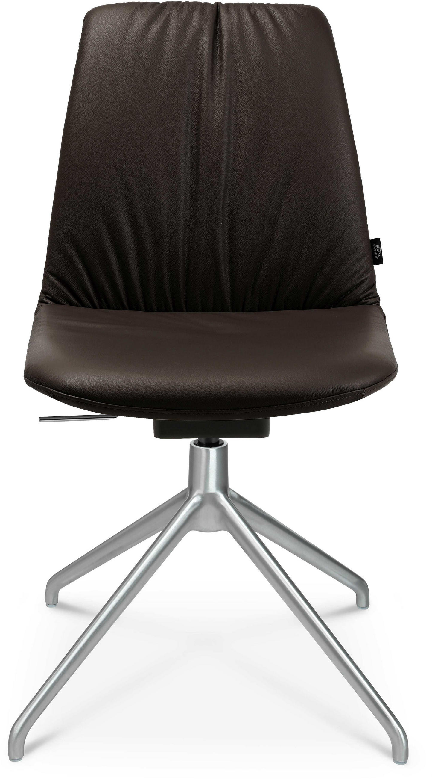 STUHL Echtleder Alufarben, Dunkelbraun  - Dunkelbraun/Alufarben, Design, Leder/Metall (46/81,5-84,5/55cm) - Johann Jakob