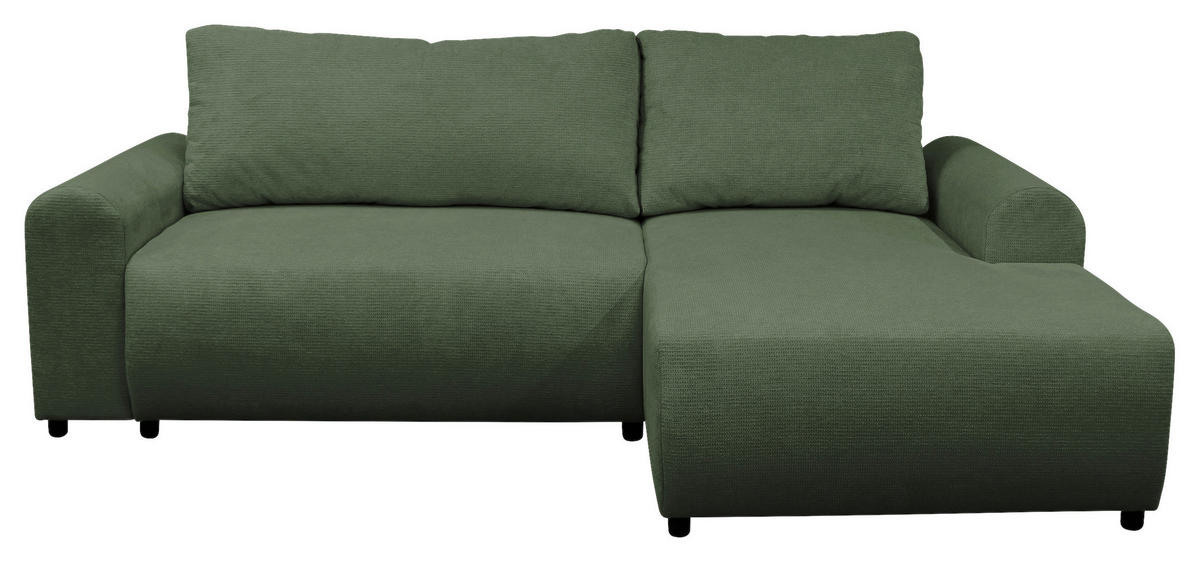 ECKSOFA in Struktur Grün  250/160 cm  - Schwarz/Grün, Design, Kunststoff/Textil (250/160cm) - MID.YOU