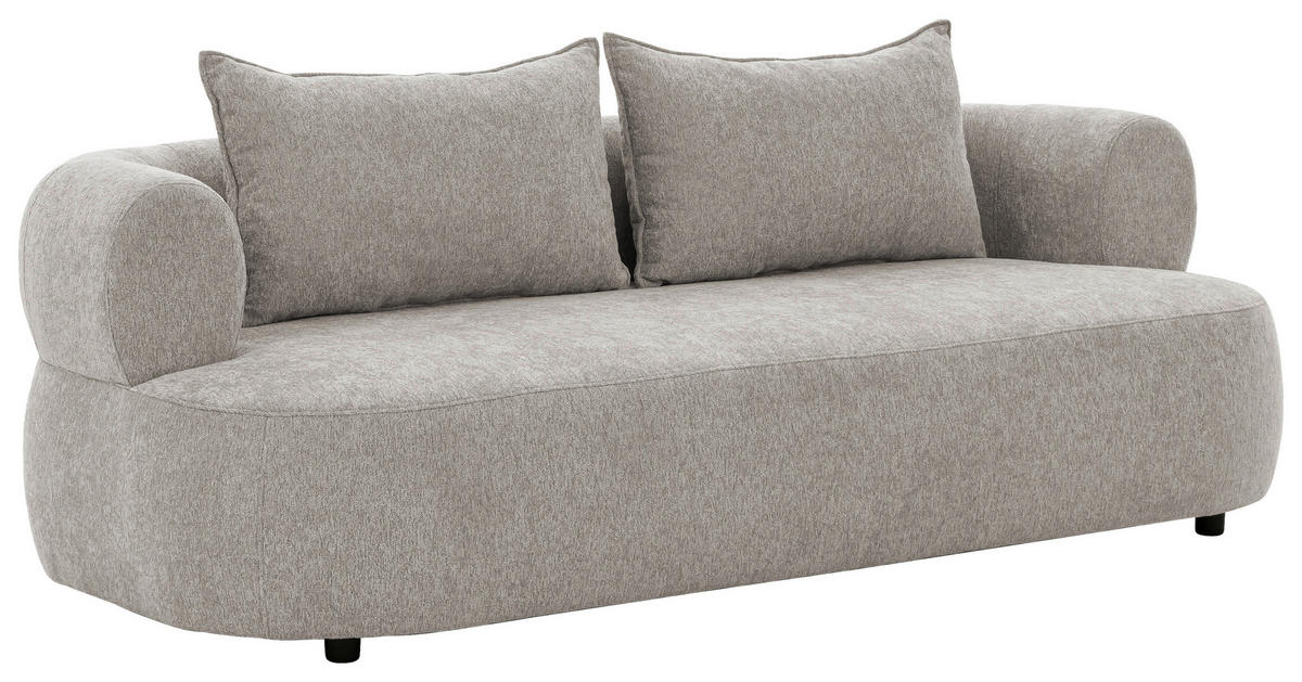 3-SITZER-SOFA Chenille Hellgrau  - Hellgrau/Schwarz, Design, Kunststoff/Textil (200/76/96cm) - Livetastic