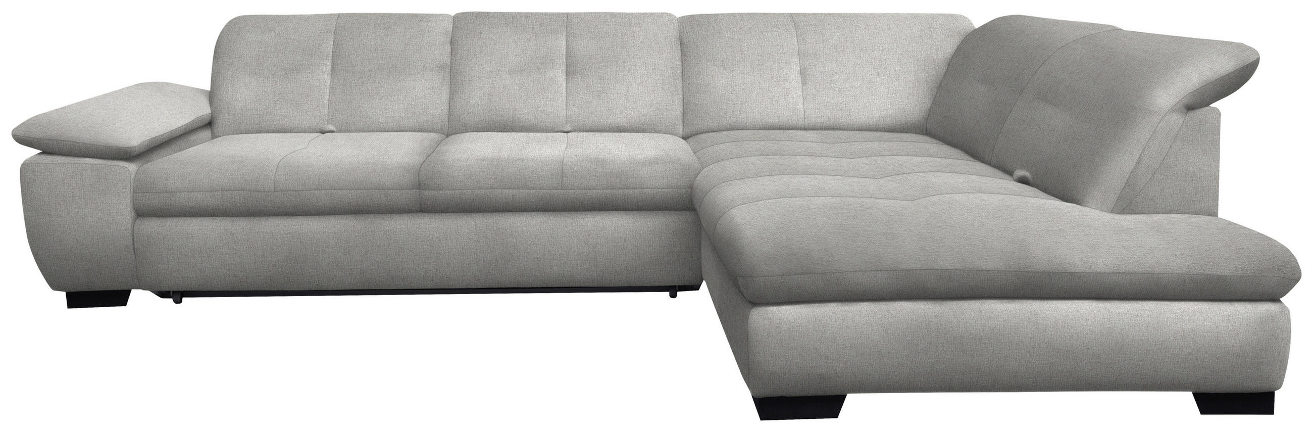 ECKSOFA Hellgrau Flachgewebe  - Hellgrau/Schwarz, Design, Textil/Metall (313/242cm) - Xora