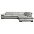ECKSOFA Hellgrau Flachgewebe  - Hellgrau/Schwarz, Design, Textil/Metall (313/242cm) - Xora