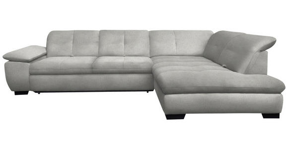 ECKSOFA Hellgrau Flachgewebe  - Hellgrau/Schwarz, Design, Textil/Metall (313/242cm) - Xora