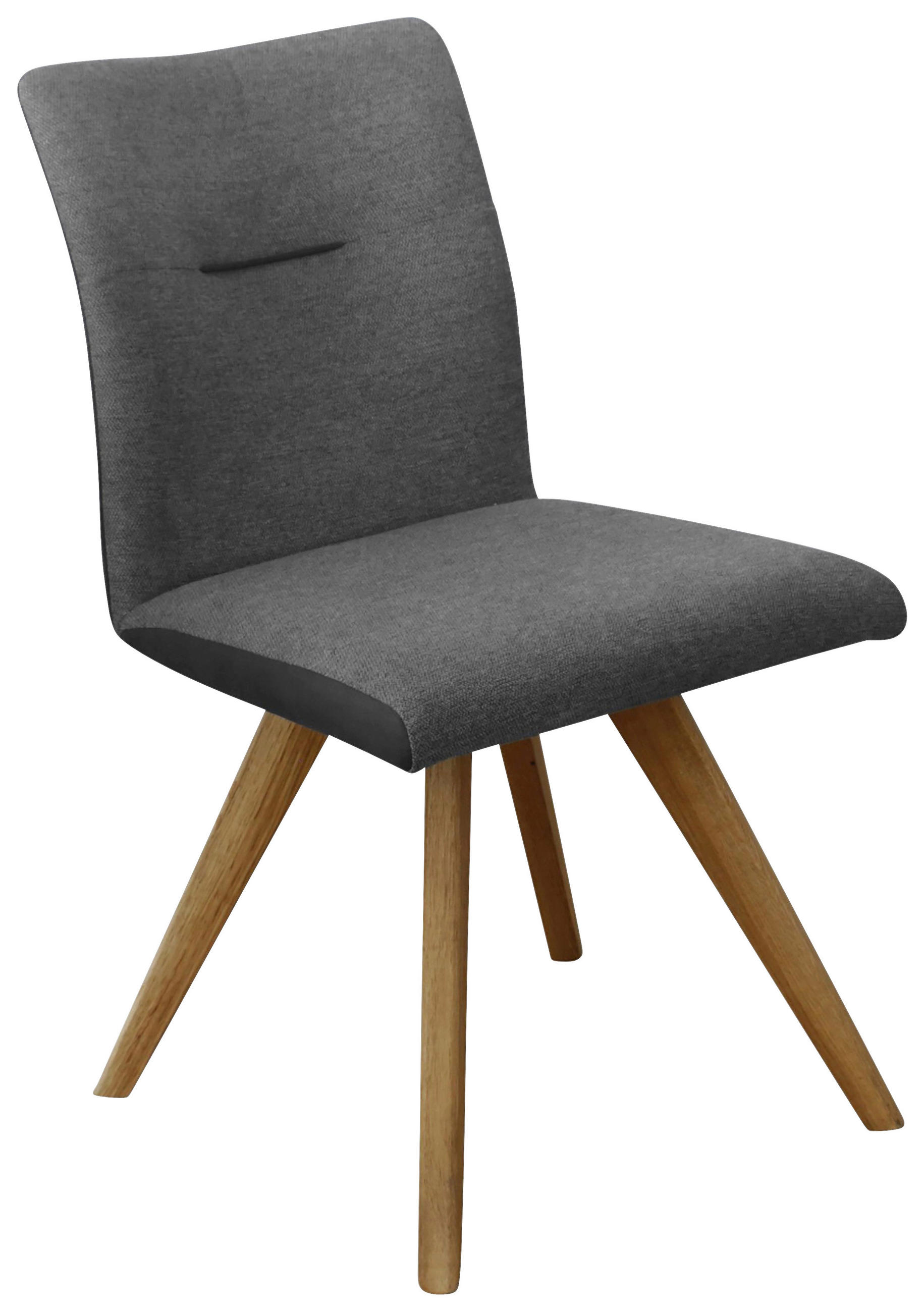 STUHL Webstoff Schwarz, Eichefarben, Dunkelgrau Wildeiche vollmassiv  - Eichefarben/Dunkelgrau, KONVENTIONELL, Holz/Textil (51,5/87,5/63cm) - Linea Natura