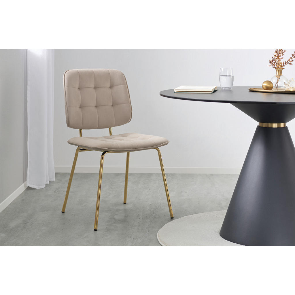 Thumbnail - Livetastic Stuhl, Gold, Taupe, Holz, Metall, Textil, Pappel, Sperrholz, Rundrohr, 49x88x57 cm, Esszimmer, Stühle, Esszim...
