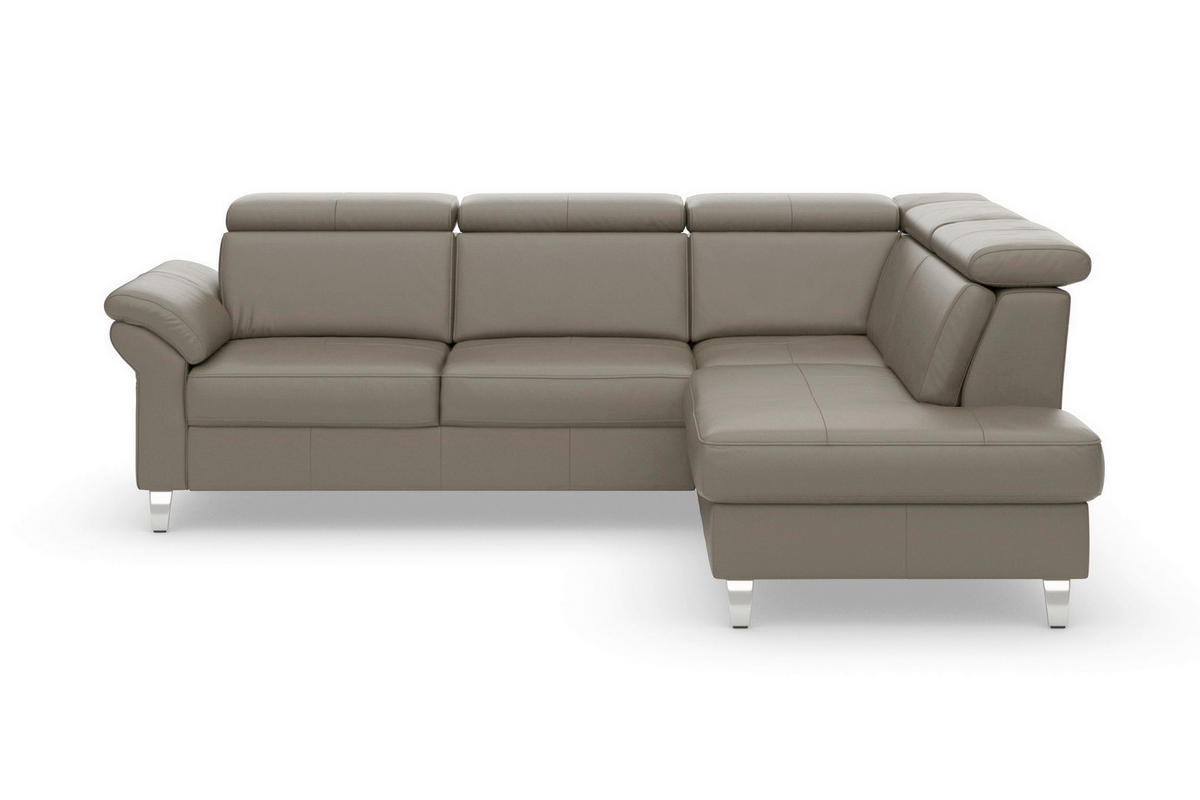 ECKSOFA 245/194 cm ARNGAST E in Echtleder Grau Kopfteilverstellung  245/194 cm  - Chromfarben/Grau, Basics, Leder/Textil (245/194cm) - Sit & More