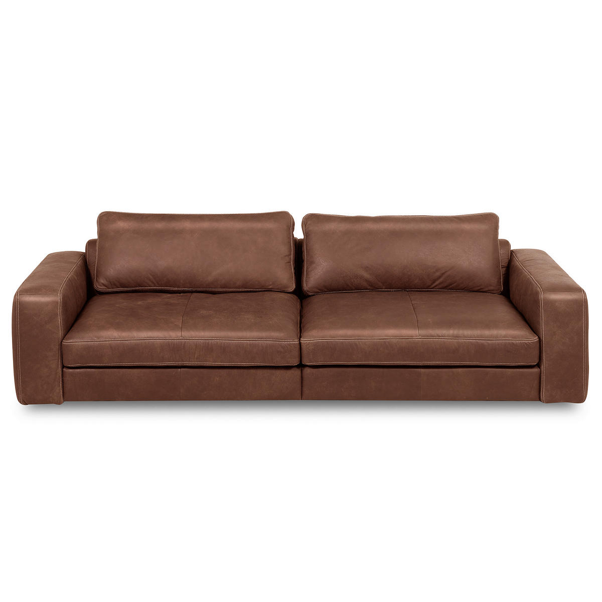 3-SITZER-SOFA  in Echtleder Braun   - Beige/Schwarz, Design, Leder/Kunststoff (300/85/123cm) - Livetastic
