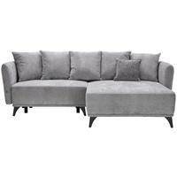 ECKSOFA 255/172 cm  in Chenille Grau Zierkissen, Rückenkissen, Bettkasten, Schlaffunktion, Rücken echt, Liegefläche im Originalstoff  255/172 cm  - Schwarz/Grau, LIFESTYLE, Textil/Metall (255/172cm) - Carryhome