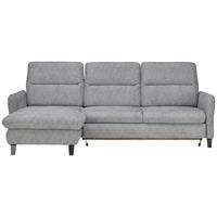 ECKSOFA Hellgrau Plüsch Bettkasten, Schlaffunktion, Kopfteilverstellung  - Hellgrau/Schwarz, KONVENTIONELL, Textil/Metall (190/254cm) - Livetastic