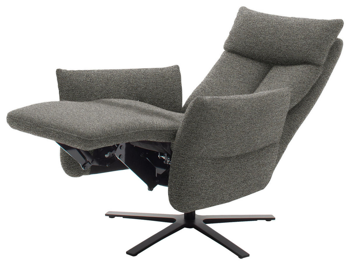 FERNSEHSESSEL in Chenille Greige  - Greige/Schwarz, Design, Textil/Metall (74/115/85cm) - Schöner Wohnen