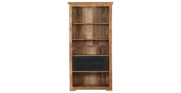 REGAL Mangoholz massiv Braun  - Schwarz/Braun, LIFESTYLE, Holz/Metall (95/190/45cm) - Landscape