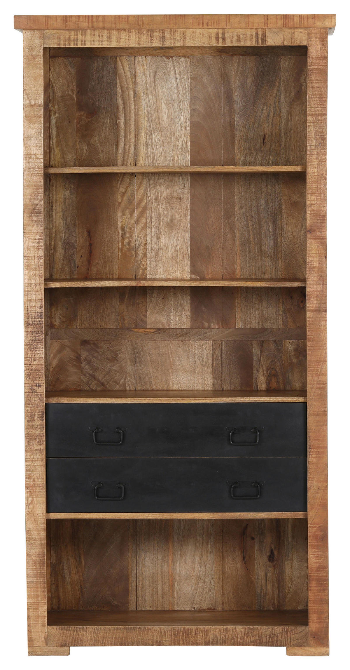 REGAL Mangoholz massiv Braun  - Schwarz/Braun, LIFESTYLE, Holz/Metall (95/190/45cm) - Landscape