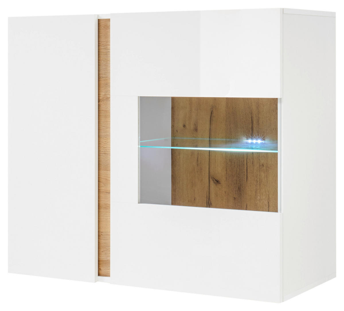 HÄNGEVITRINE in Weiß, Eichefarben  - Eichefarben/Weiß, Design, Glas/Holzwerkstoff (97/83/40cm) - MID.YOU