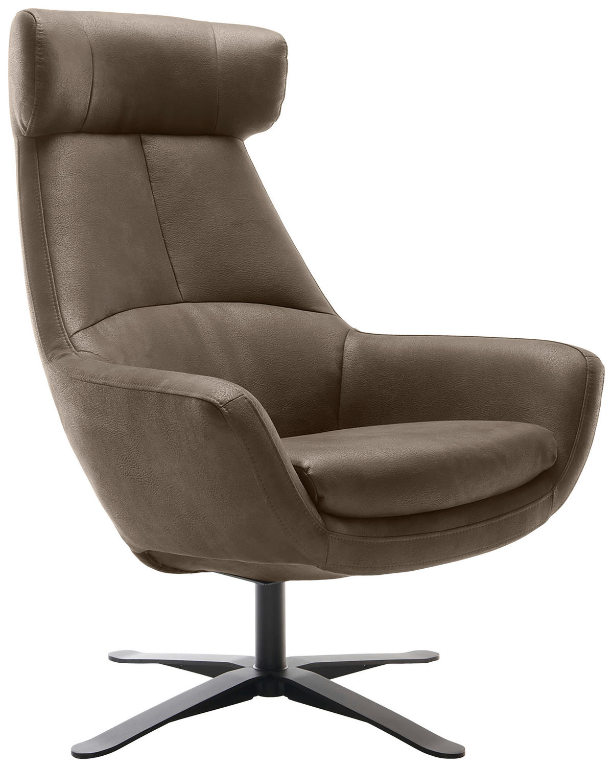 SESSEL BE ORGANIC Mikrofaser Schlammfarben    - Schlammfarben/Schwarz, MODERN, Textil/Metall (81/112/83cm) - Trendmanufaktur