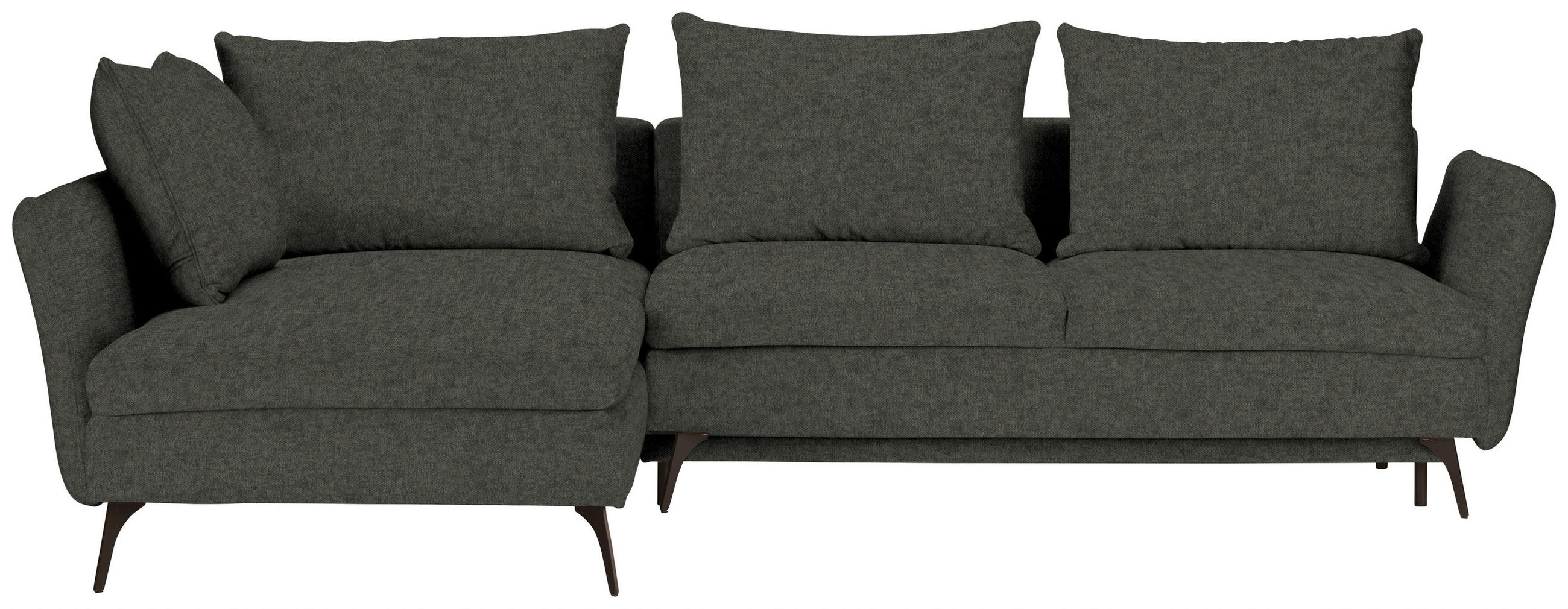 ECKSOFA Dunkelgrün Webstoff  - Dunkelgrün/Schwarz, Design, Textil/Metall (182/280cm) - Stylife