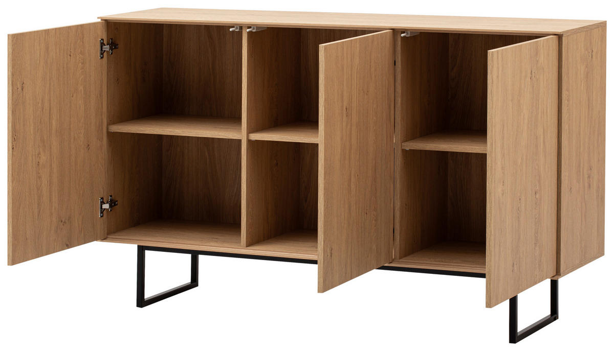 SIDEBOARD  in 150/90/40 cm  - Eichefarben/Schwarz, Design, Holzwerkstoff/Metall (150/90/40cm) - Modante