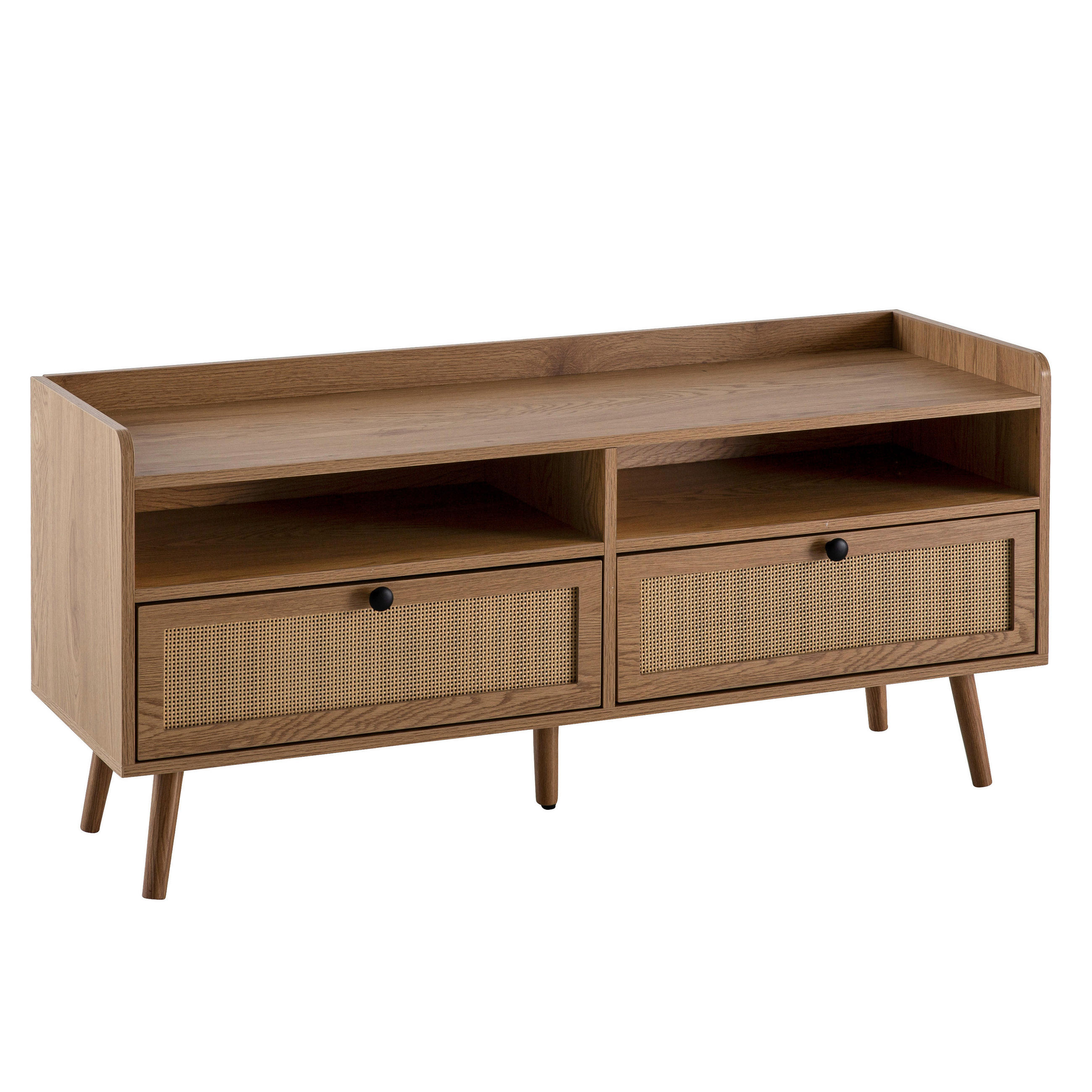 TV-BÄNK  i 120/56/39 cm  - svart/ekfärgad, Design, metall/trämaterial (120/56/39cm) - MID.YOU