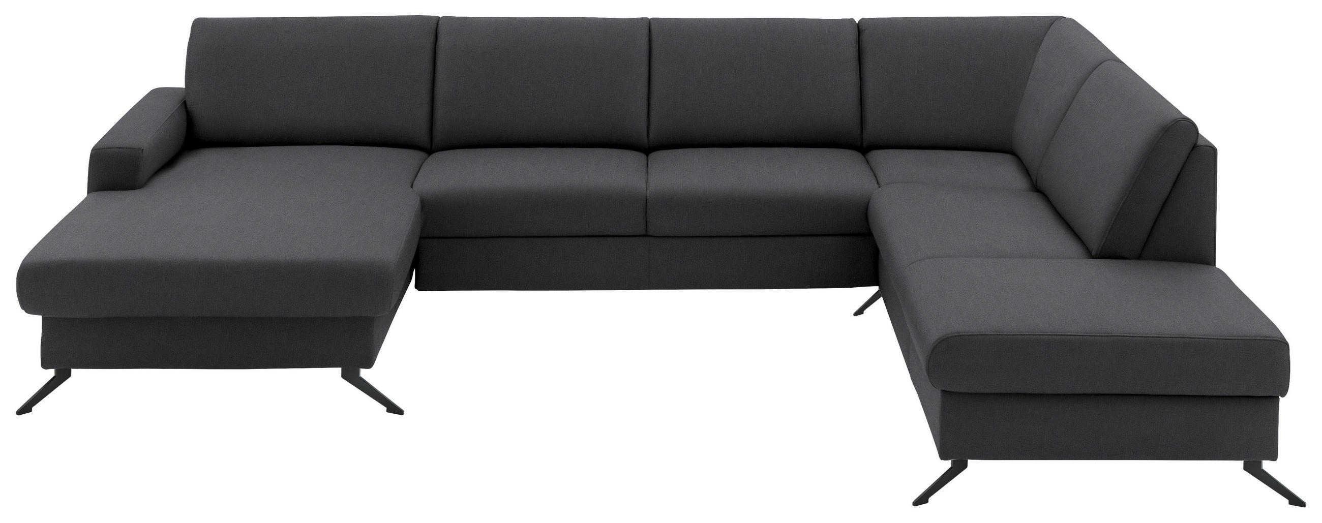 WOHNLANDSCHAFT in Echtleder Anthrazit  - Anthrazit/Schwarz, Design, Leder/Metall (165/339/233cm) - Beldomo Premium