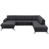 WOHNLANDSCHAFT in Echtleder Anthrazit  - Anthrazit/Schwarz, Design, Leder/Metall (165/339/233cm) - Beldomo Premium