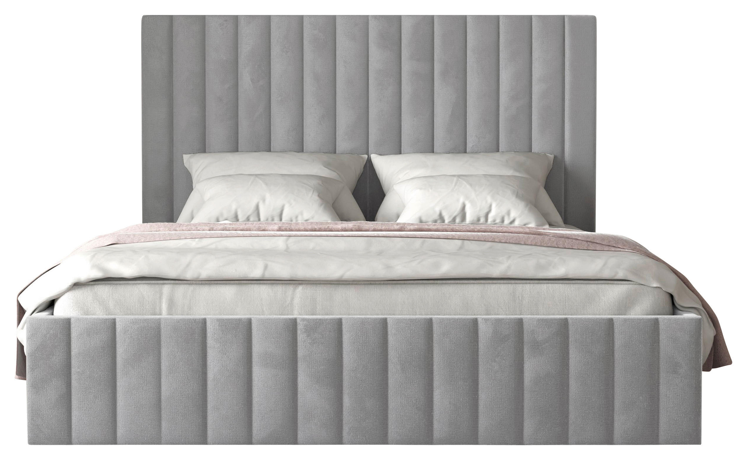 POLSTERBETT Bettkasten, Lattenrost 180/200 cm  in Hellgrau  - Hellgrau/Schwarz, Design, Holz/Textil (180/200cm) - Boxxx