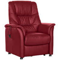FERNSEHSESSEL  mit Kombination Echtleder/Lederlook Rot  - Rot, KONVENTIONELL, Leder (85/110/85cm) - Welnova