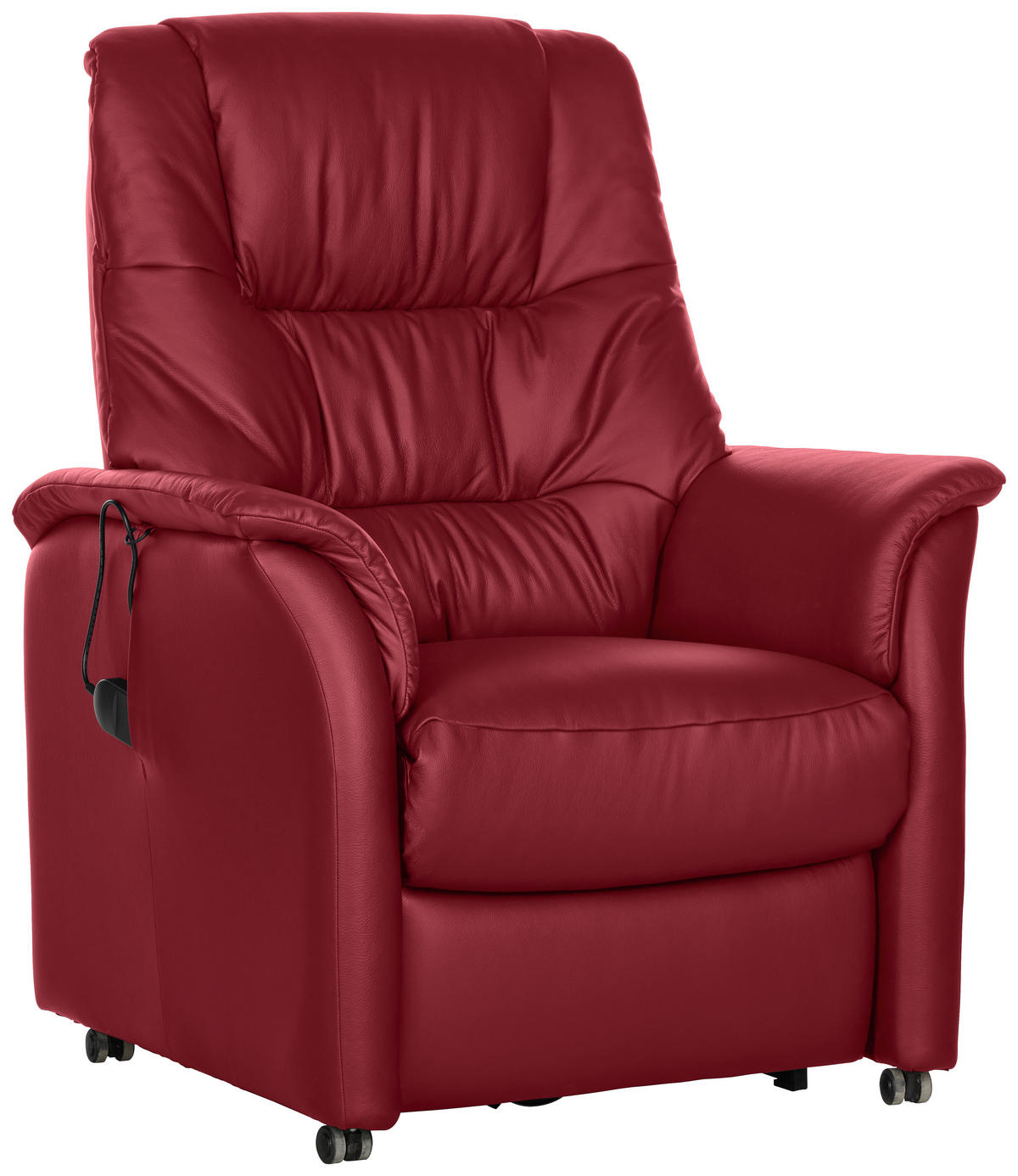 FERNSEHSESSEL  mit Kombination Echtleder/Lederlook Rot  - Rot, KONVENTIONELL, Leder (85/110/85cm) - Welnova