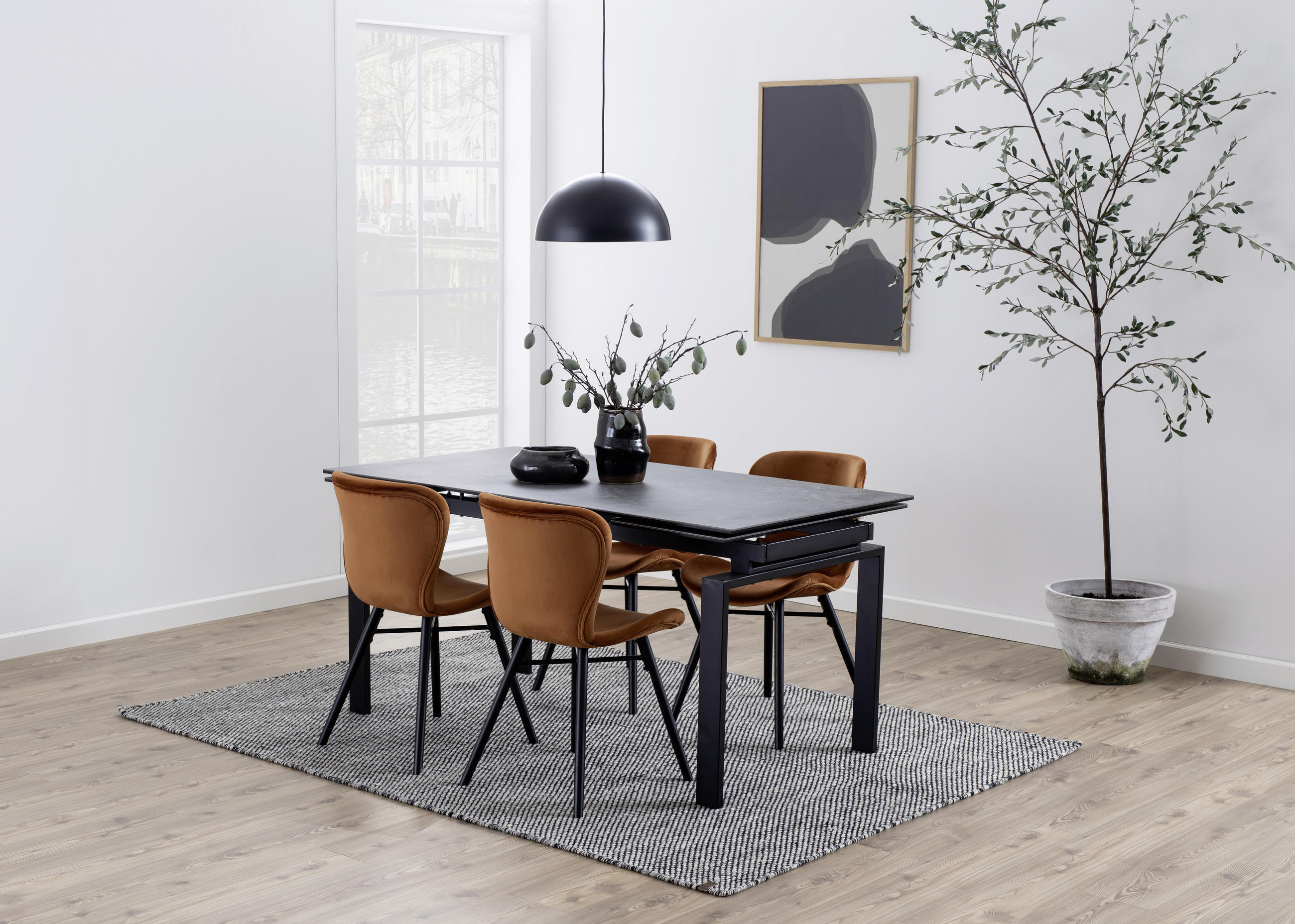STOL sammet  - svart/kopparfärgad, Trend, metall/textil (47/82,5/53cm) - Hom`in