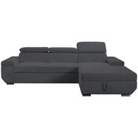 ECKSOFA LARS Anthrazit Cord  - Chromfarben/Anthrazit, Design, Kunststoff/Textil (268/189cm) - Livetastic
