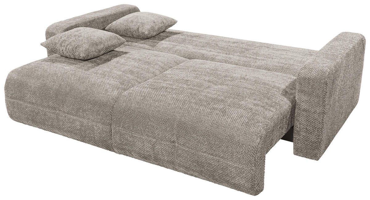 SCHLAFSOFA in Mikrovelours Taupe  - Taupe/Schwarz, Konventionell, Kunststoff/Textil (235/88/120cm) - MID.YOU