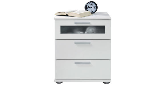 NACHTSCHRANK 45/53,5/38 cm - Silberfarben/Weiß, Design, Holzwerkstoff/Kunststoff (45/53,5/38cm) - Carryhome