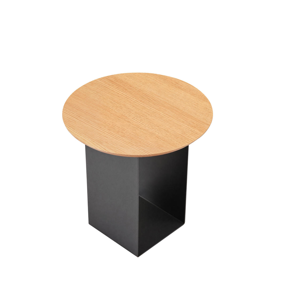 BEISTELLTISCH 50/50/50 cm Eiche furniert Schwarz, Eichefarben rund  - Eichefarben/Schwarz, Basics, Holz/Holzwerkstoff (50/50/50cm) - Xora