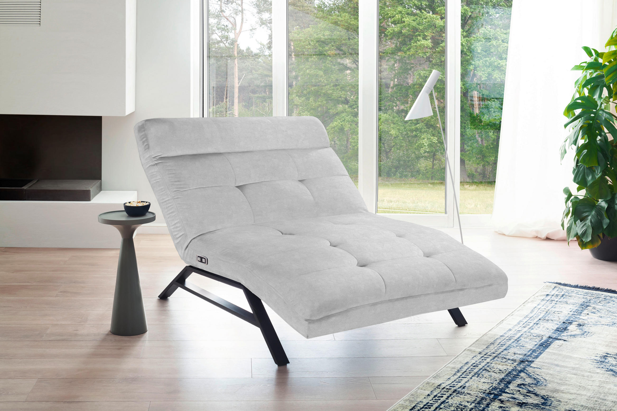 Liege mit motorischer Relaxfkt Mikrofaser Hellgrau  - Hellgrau/Schwarz, Design, Textil/Metall (120/54-113/158-198cm) - Pure Home Lifestyle