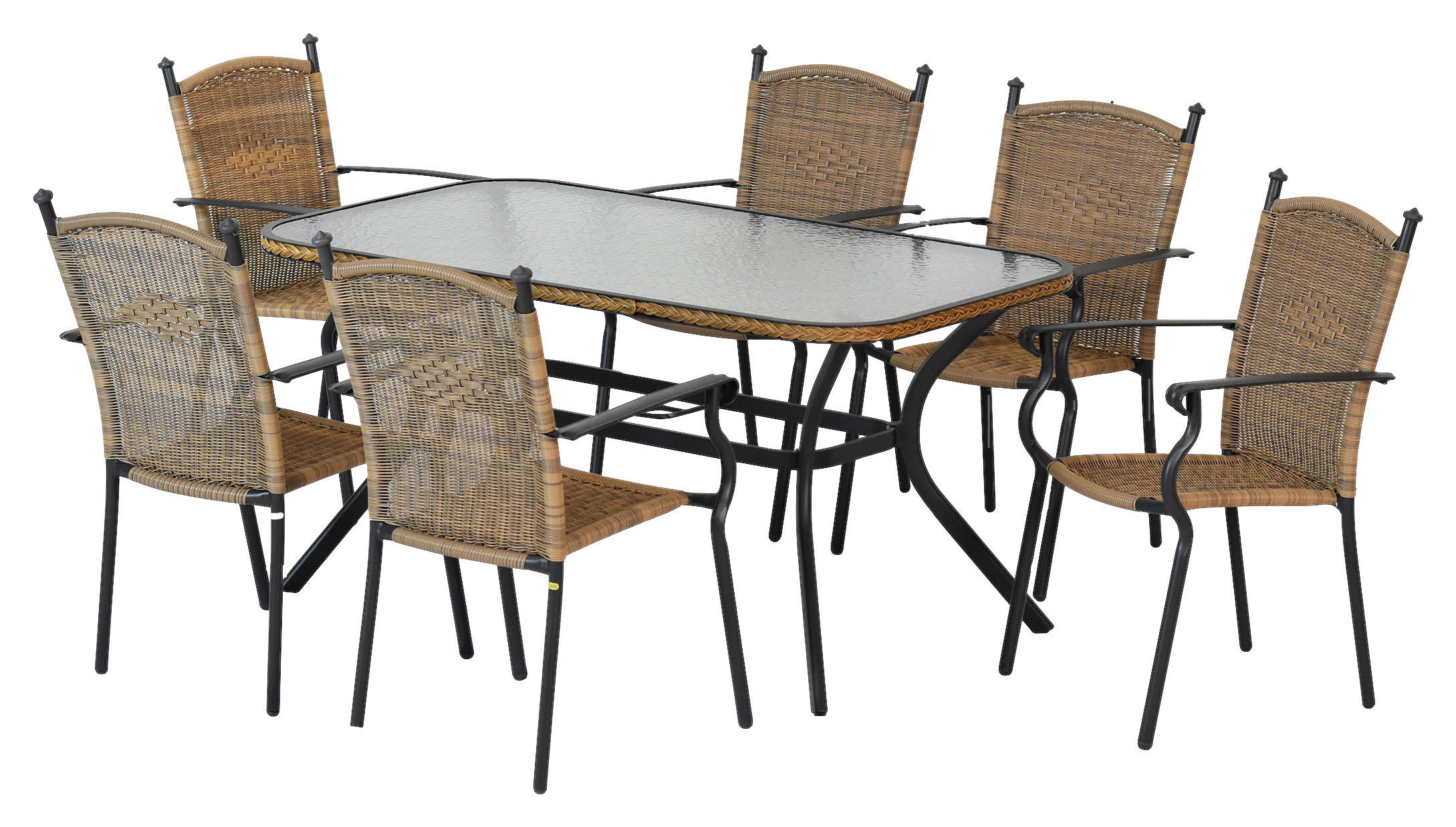 GARTENSET 7-teilig Aluminium 7-teilig  - Graphitfarben/Naturfarben, MODERN, Kunststoff/Metall - Gardenson