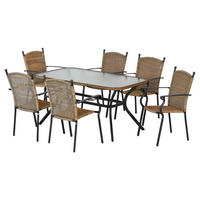 GARTENSET 7-teilig Aluminium 7-teilig  - Graphitfarben/Naturfarben, MODERN, Kunststoff/Metall - Gardenson