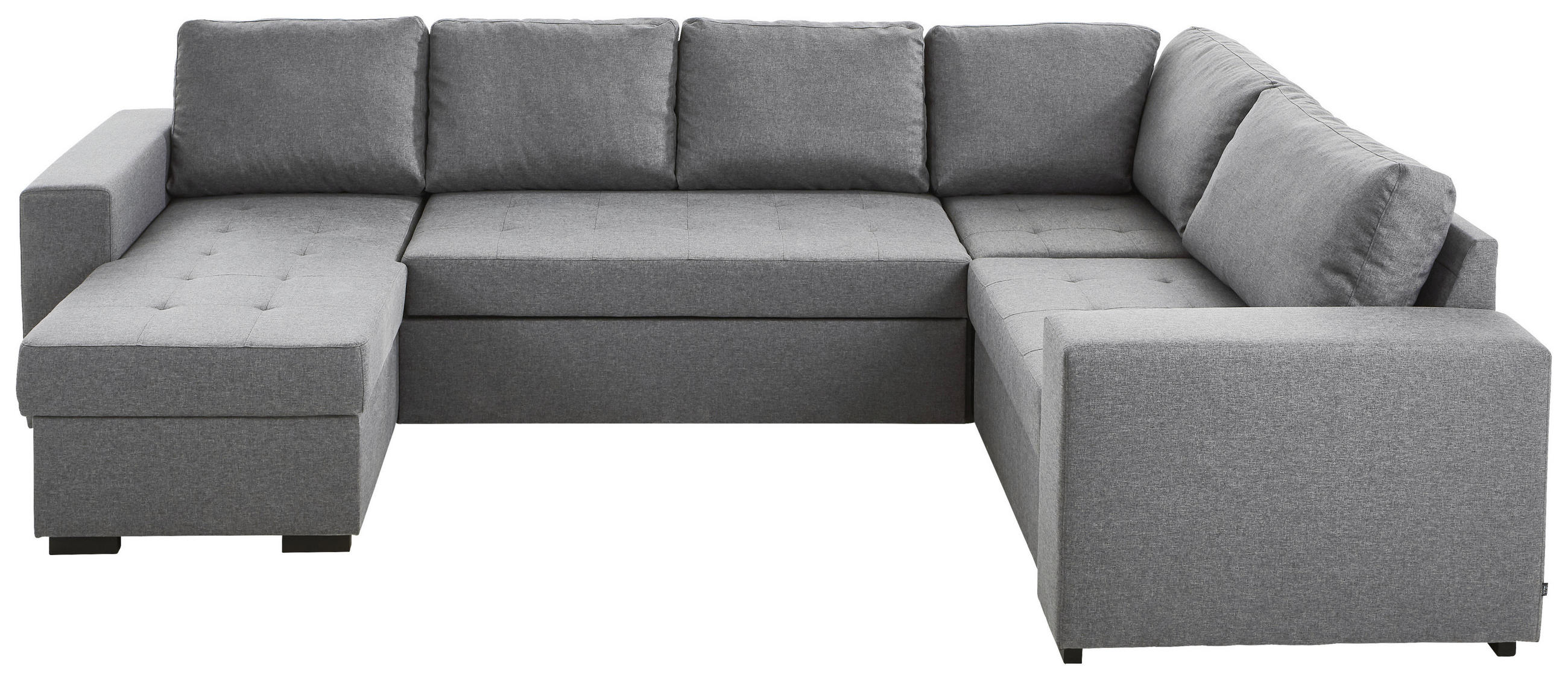 WOHNLANDSCHAFT Webstoff Grau  - Schwarz/Grau, Konventionell, Kunststoff/Textil (157/313/207cm) - Ti'me