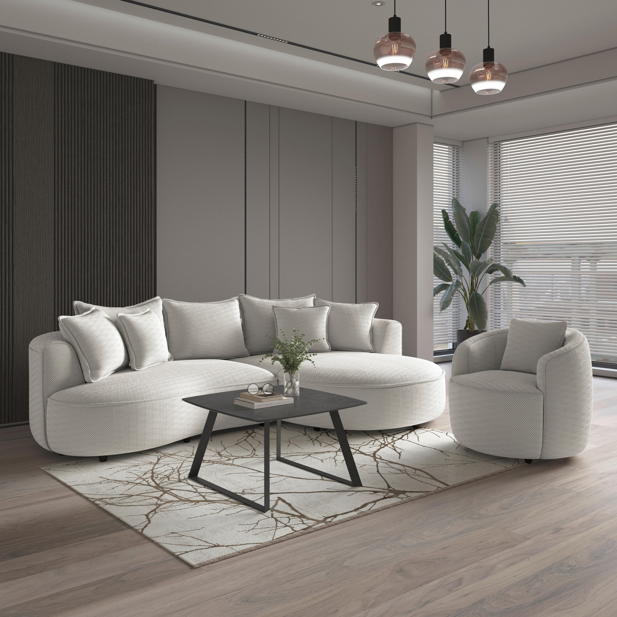 SESSEL in Velours, Struktur Creme  - Creme/Schwarz, Modern, Kunststoff/Textil (81/74/81cm) - Livetastic