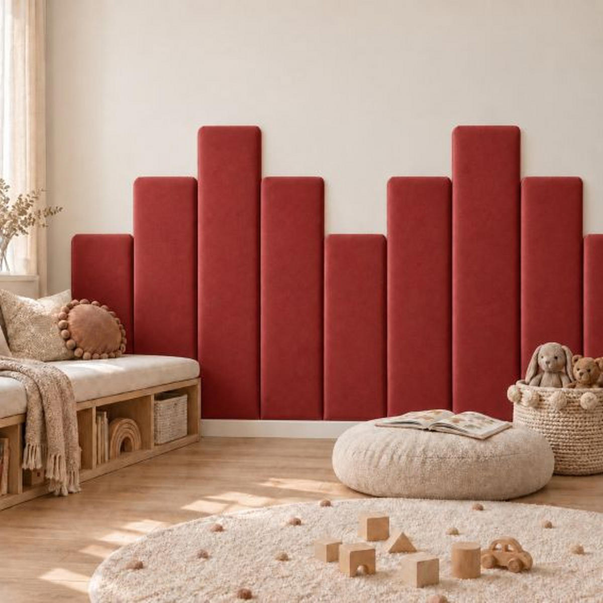 WANDPANEEL 80/20/2.5 cm  - Rot, Basics, Kunststoff/Textil (80/20/2.5cm)