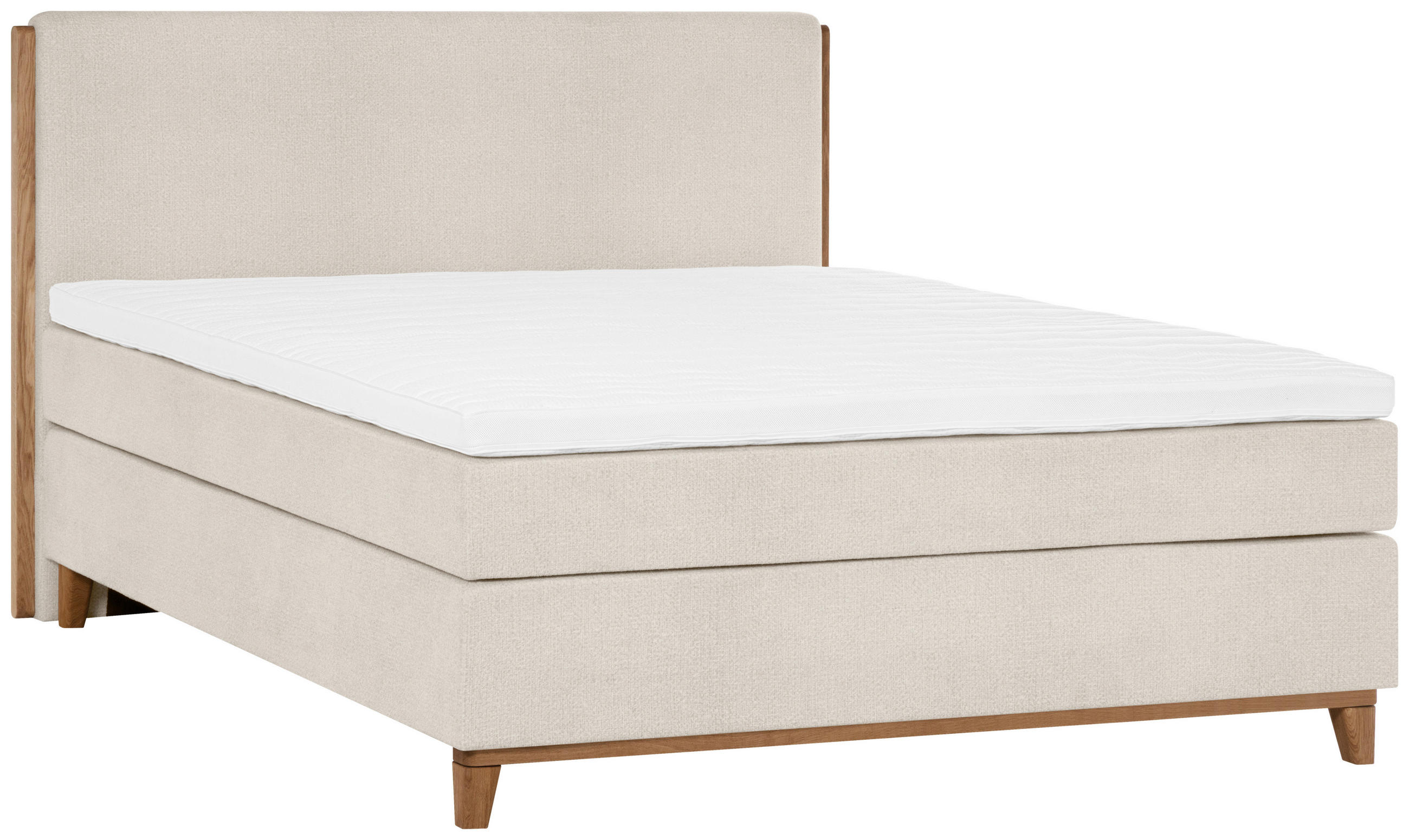 BOXSPRINGBETT 180/200 cm  in Creme  - Eichefarben/Creme, KONVENTIONELL, Holz/Textil (180/200cm) - Welnova