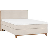 BOXSPRINGBETT 180/200 cm  in Creme  - Eichefarben/Creme, KONVENTIONELL, Holz/Textil (180/200cm) - Welnova