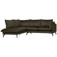 ECKSOFA in Samt Braun  - Schwarz/Braun, Design, Textil/Metall (200/241cm) - Carryhome