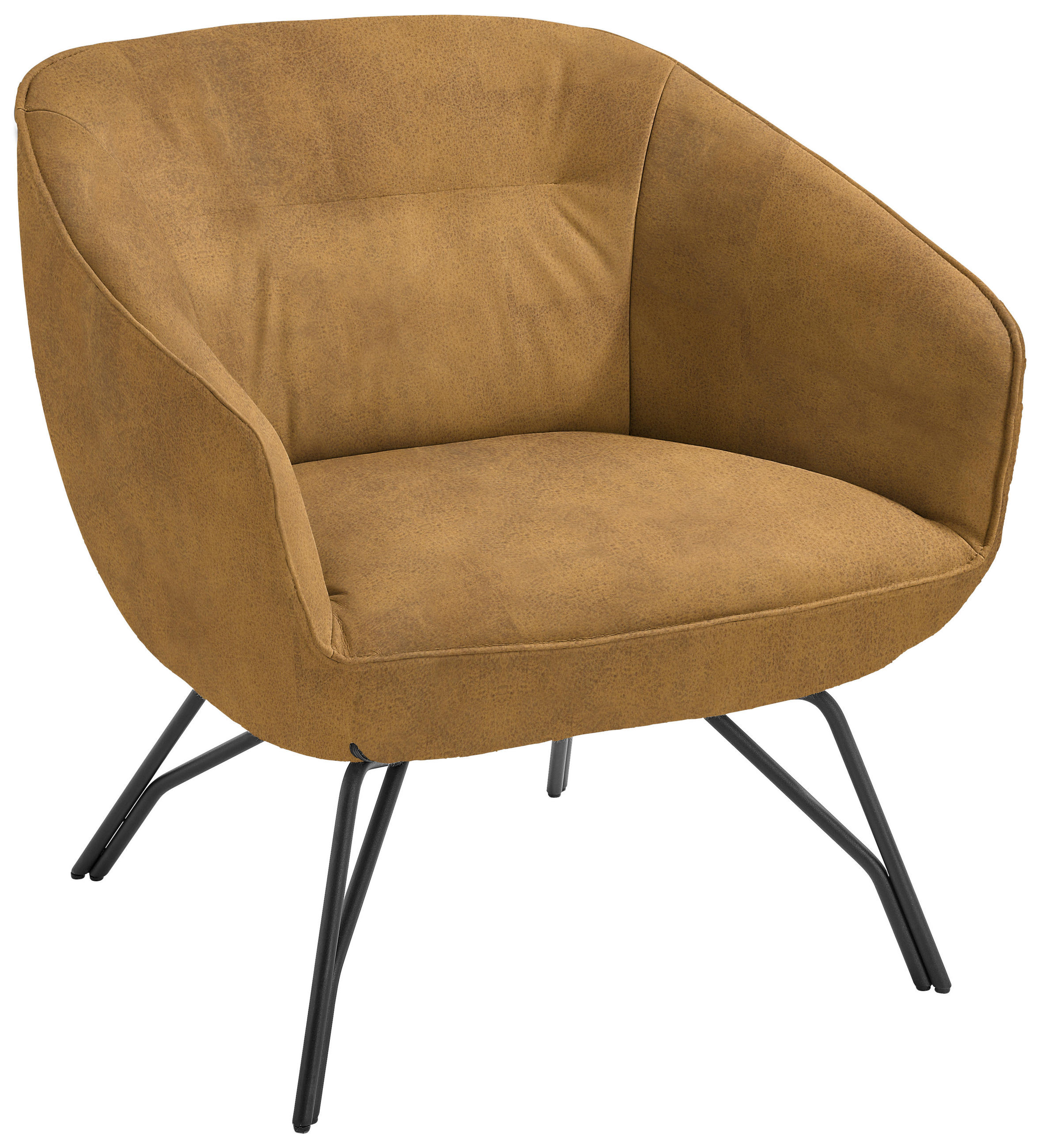 COCKTAILSESSEL in Echtleder Currygelb - Currygelb/Anthrazit, Design, Leder/Metall (76/80/73cm) - Joop!