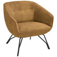 COCKTAILSESSEL in Echtleder Currygelb  - Currygelb/Anthrazit, Design, Leder/Metall (76/80/73cm) - Joop!