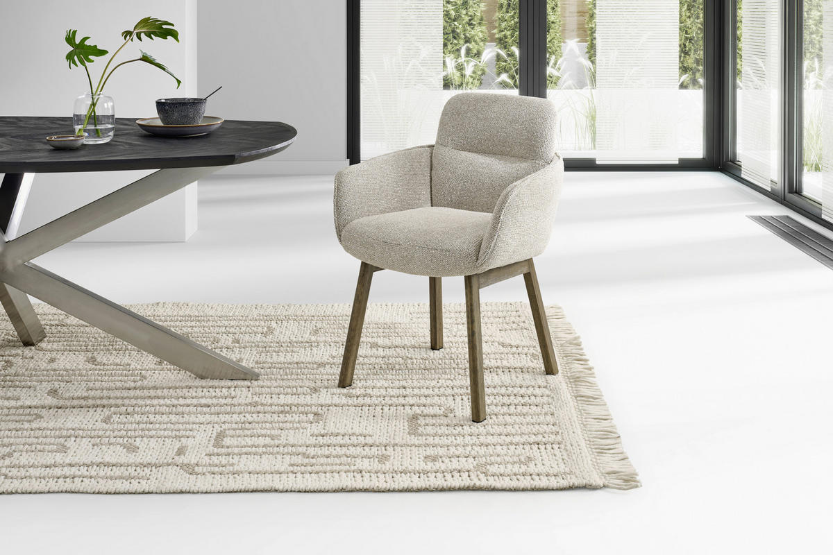 ARMLEHNSTUHL   Struktur  - Beige/Dunkelbraun, MODERN, Holz/Textil (61/88/59cm) - MID.YOU