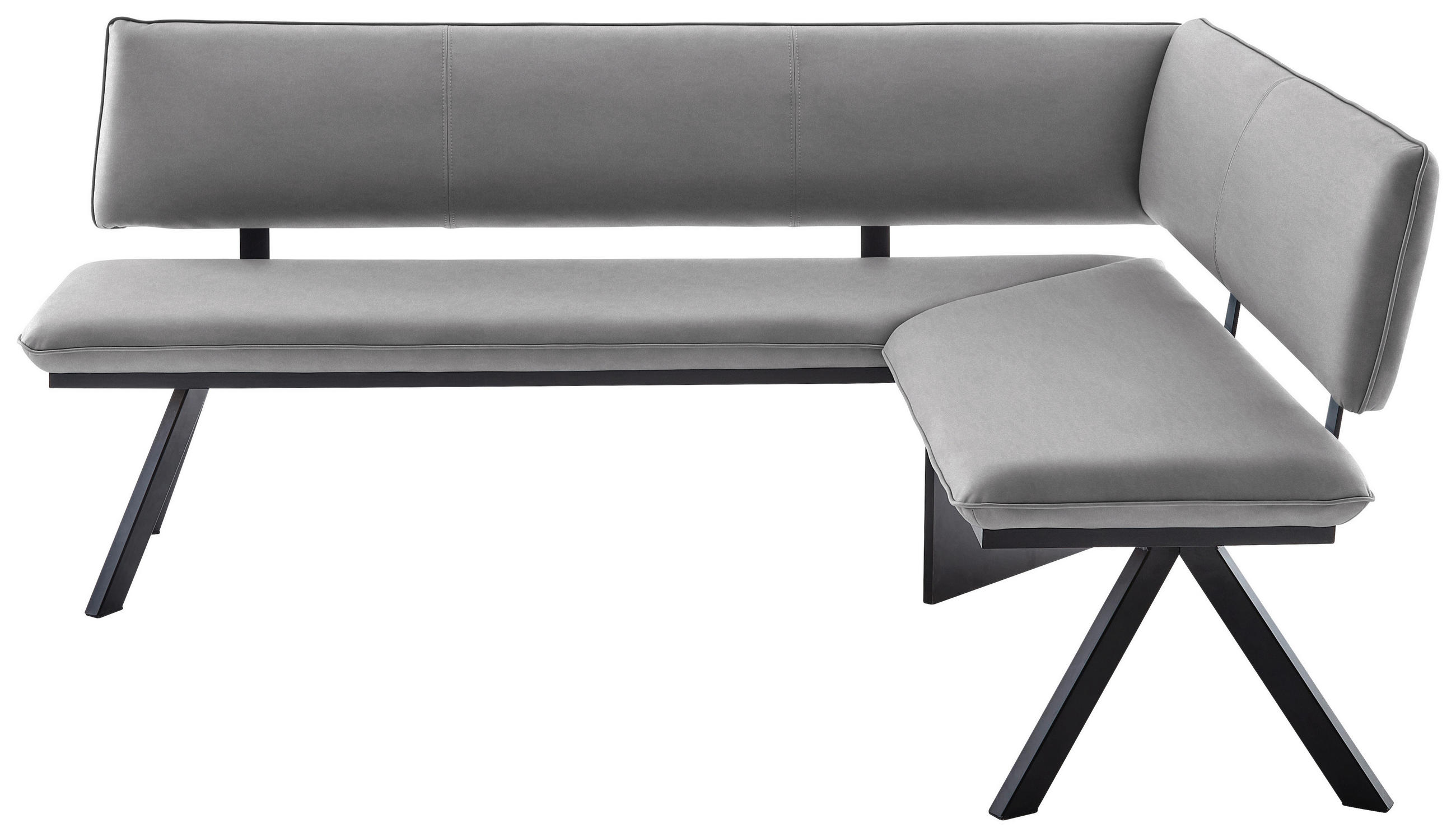 ECKBANK 190/150 cm  in Hellgrau, Schwarz  - Hellgrau/Schwarz, MODERN, Textil/Metall (190/150cm) - Cantus