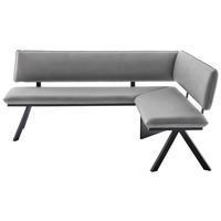 ECKBANK 190/150 cm  in Schwarz, Hellgrau  - Hellgrau/Schwarz, MODERN, Textil/Metall (190/150cm) - Cantus